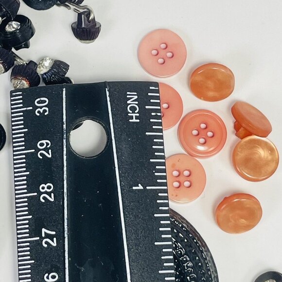 Button Pink Black Mother Pearl Plastic Metal Shell Random Lot Vintage For Crafts - Picture 9 of 15